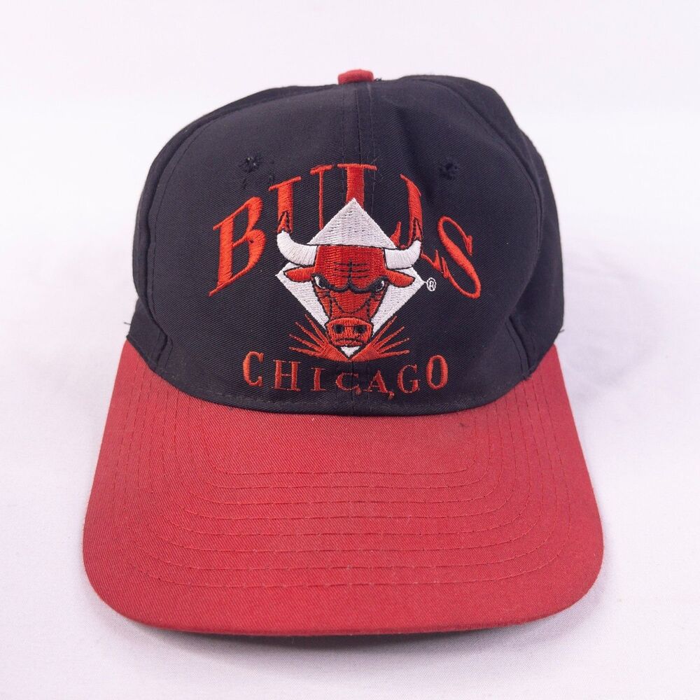 Chicago Bulls AJD Big Embroidered Logo Vintage 90s NBA Rare Snapback Hat Cap OS
